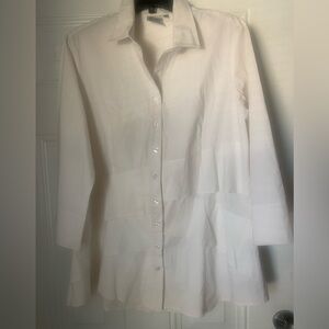 Classic Women’s Tunic Style White Shirt Size XL